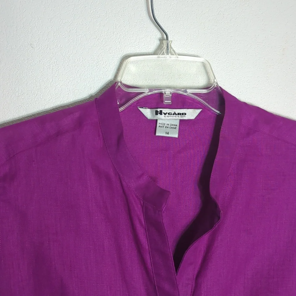 Nygard Womens Capri Top Set 100% Linen Fushia Pink Summer Beachy Plus‎ Size 14